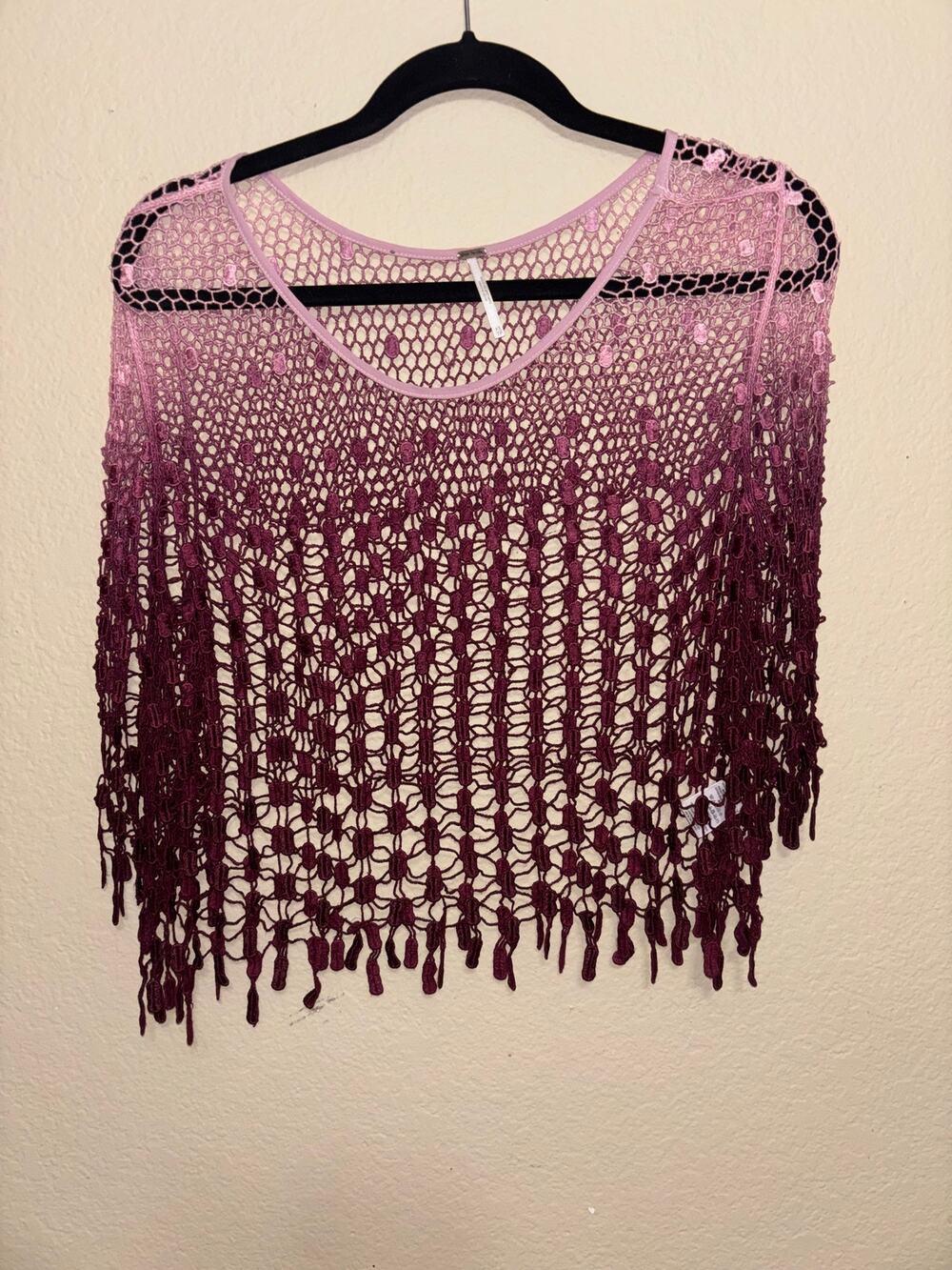 Free People open-knit crochet poncho/cover-up